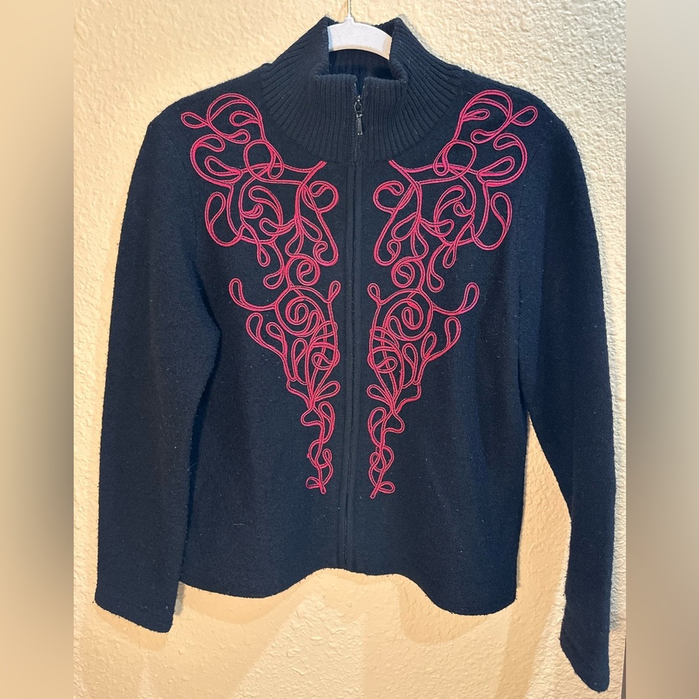 Coldwater Creek Wool Full Zip Cardigan Sweater
